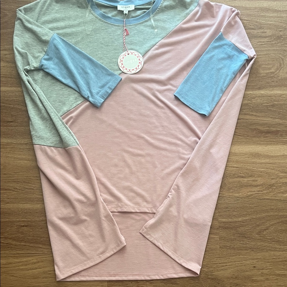 Umgee Pink and Blue Colorblock Top
